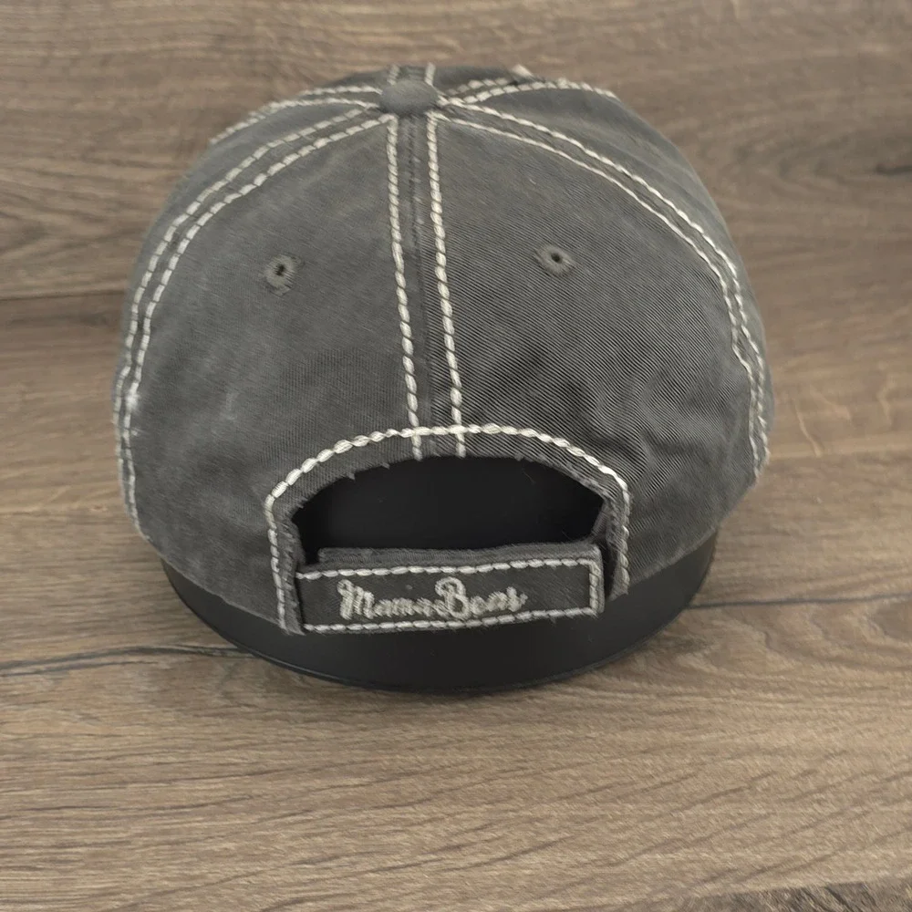 Mama Bear Hat KBETHOS Cap Strap Back Grey Womens Distressed Embroidered Baseball